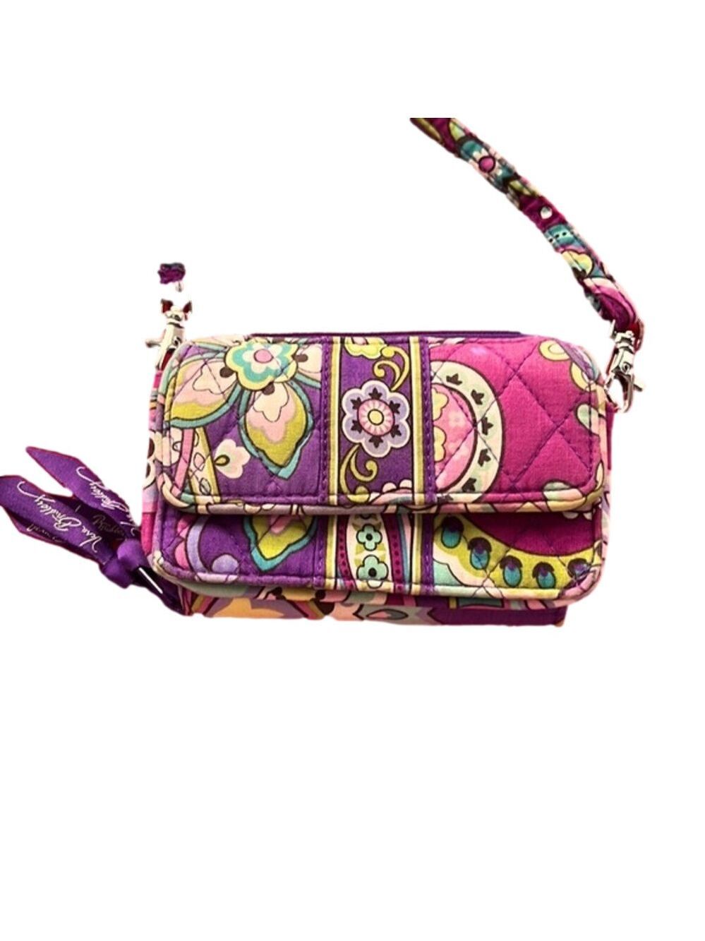 Vera Bradley Cross Body Wallet, Adj Strap, Length 6”, Vertical 4”, Width 1”